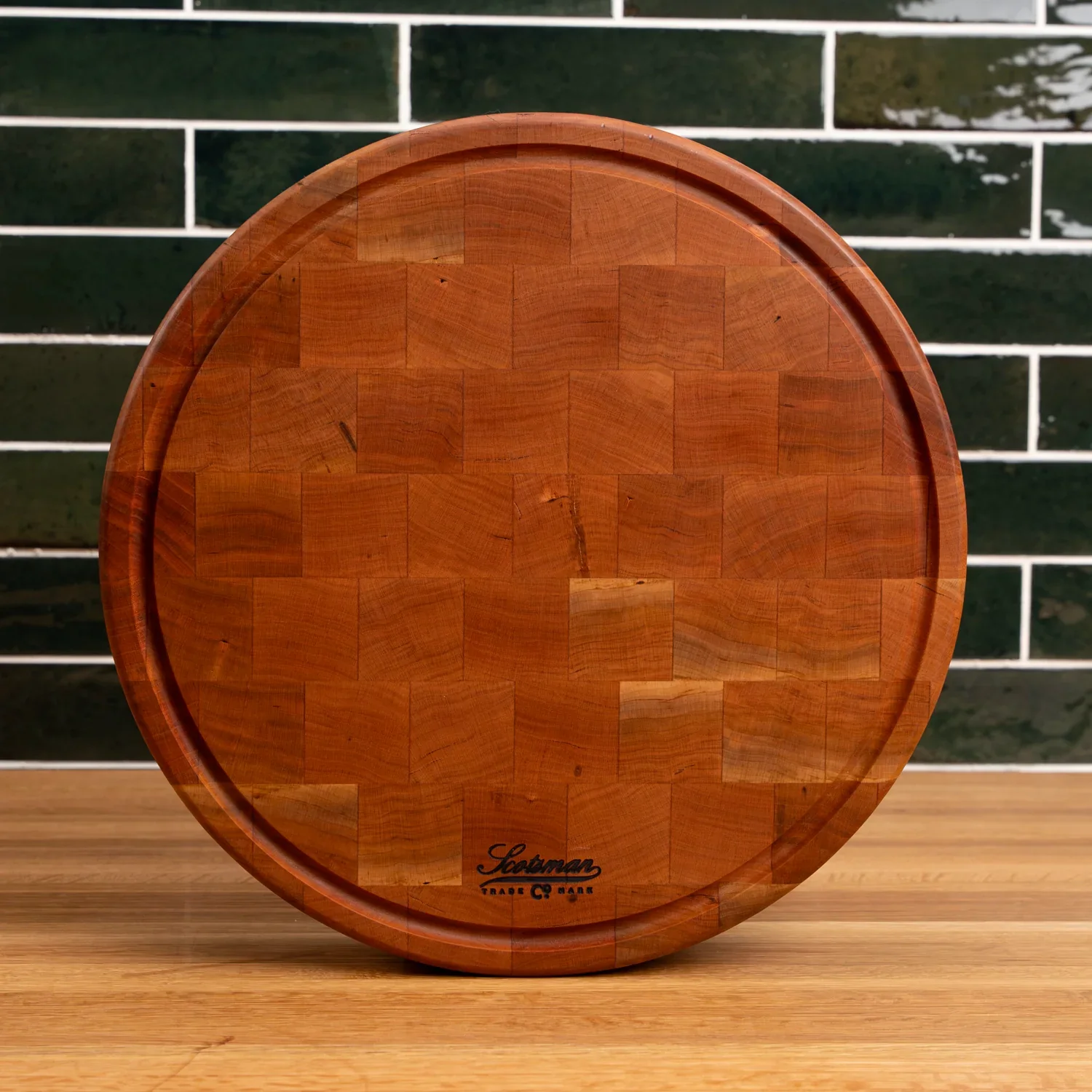 Cherry End Grain Round Butcher Block with Juice Groove - Image 10