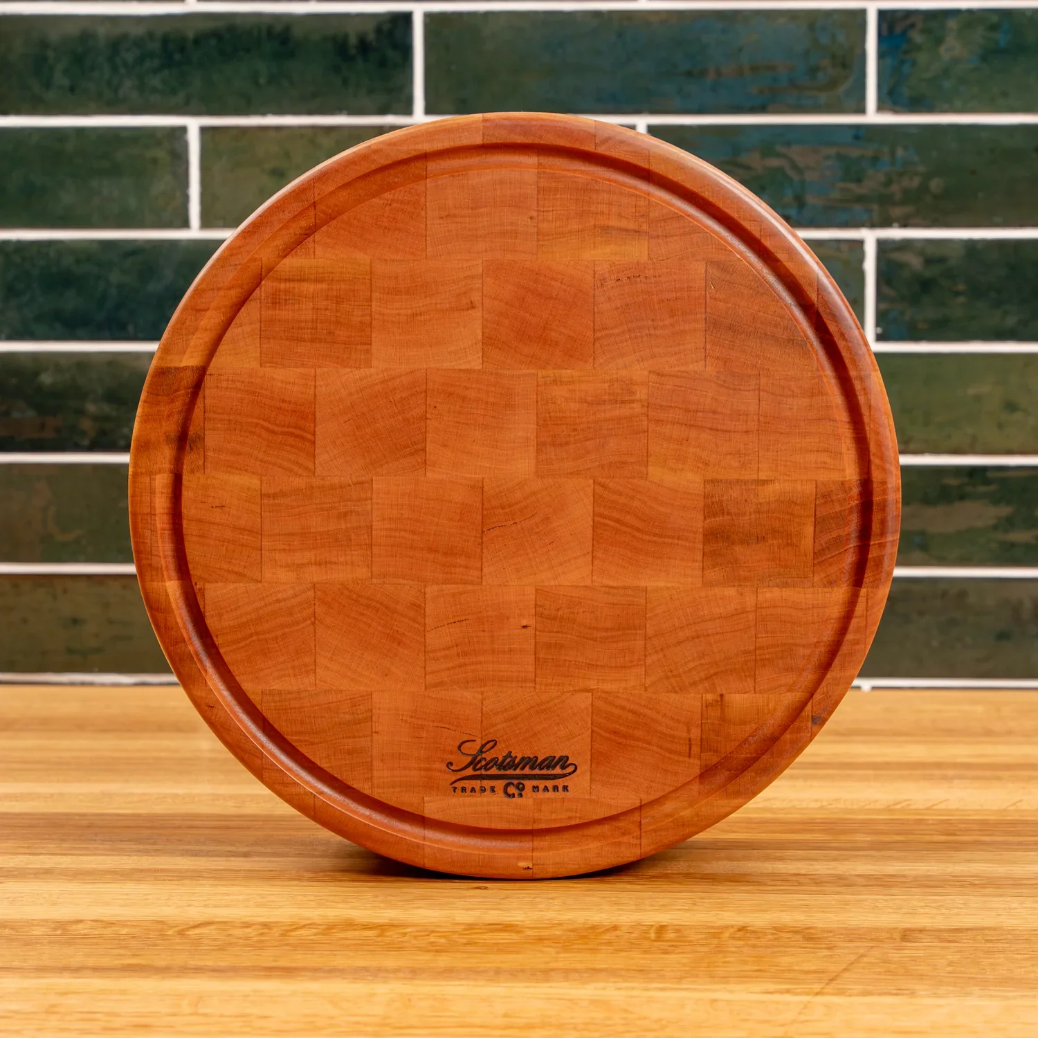 Cherry End Grain Round Butcher Block with Juice Groove - Image 11