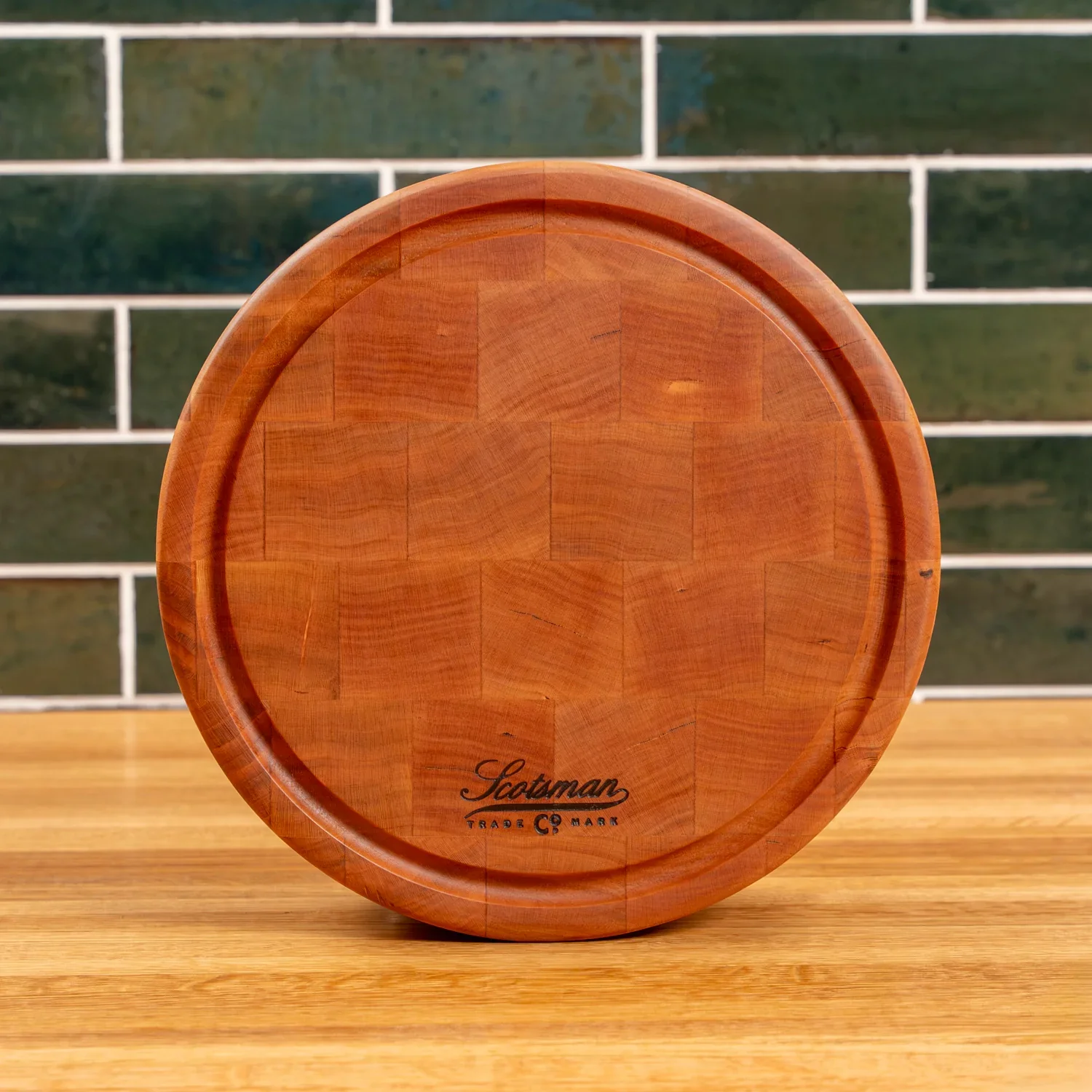 Cherry End Grain Round Butcher Block with Juice Groove - Image 12