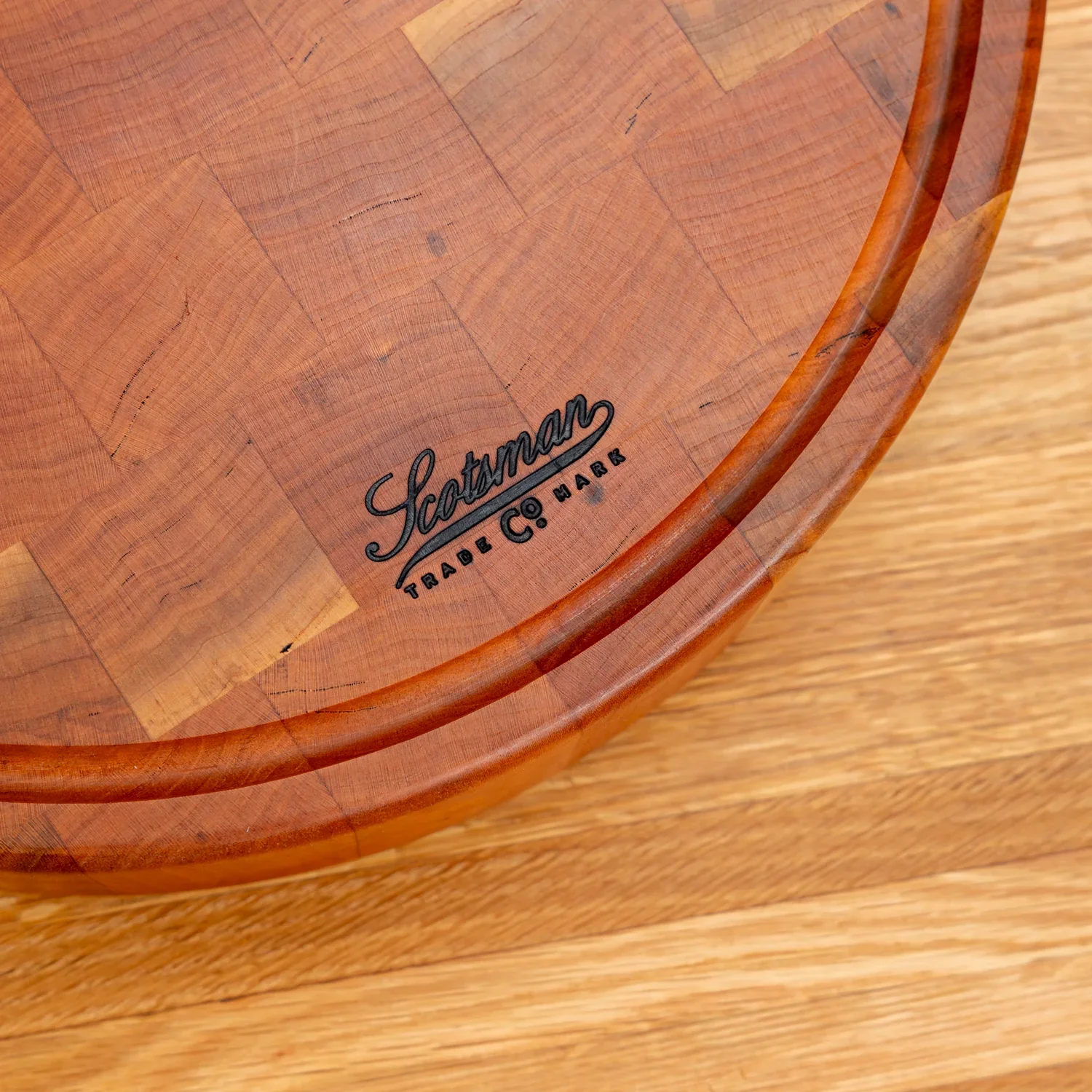Cherry End Grain Round Butcher Block with Juice Groove - Image 6